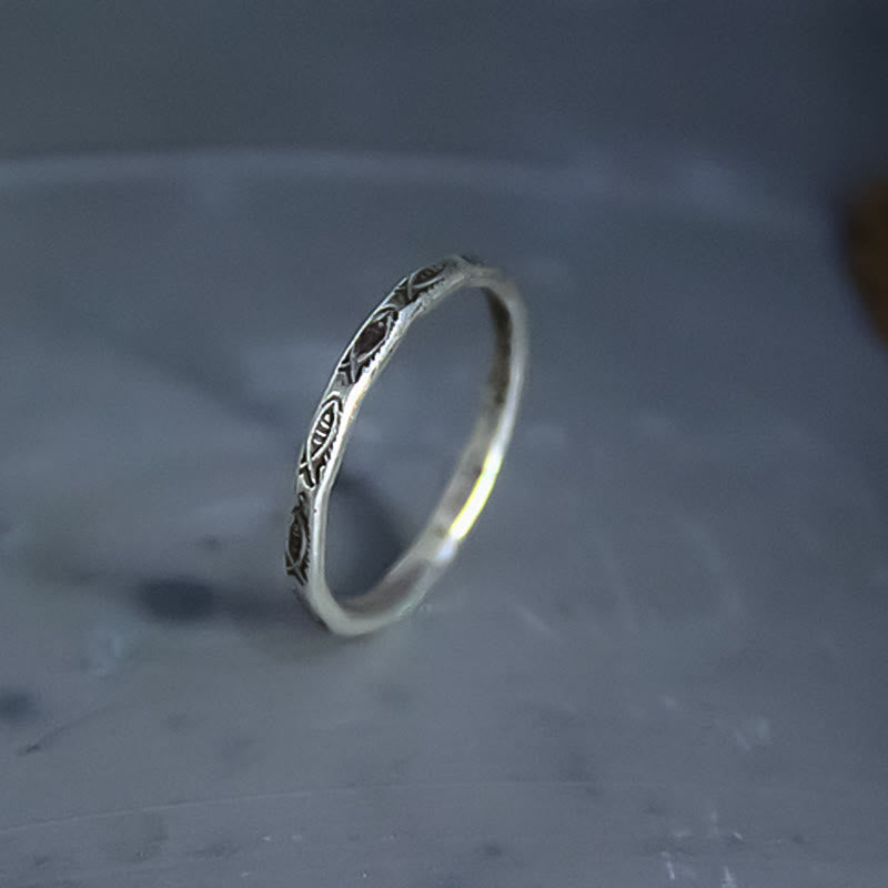 Bague porte-bonheur en argent sterling 925 Buddha Stones et poisson Koi