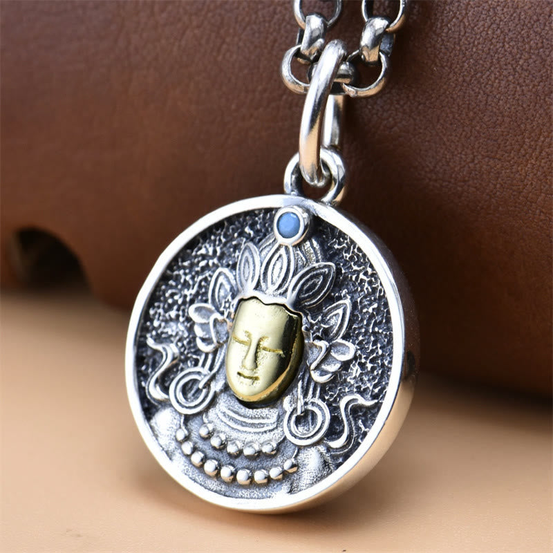 Collier pendentif de protection double Dorje Vajra en argent sterling 925 Buddha Stones - image 1