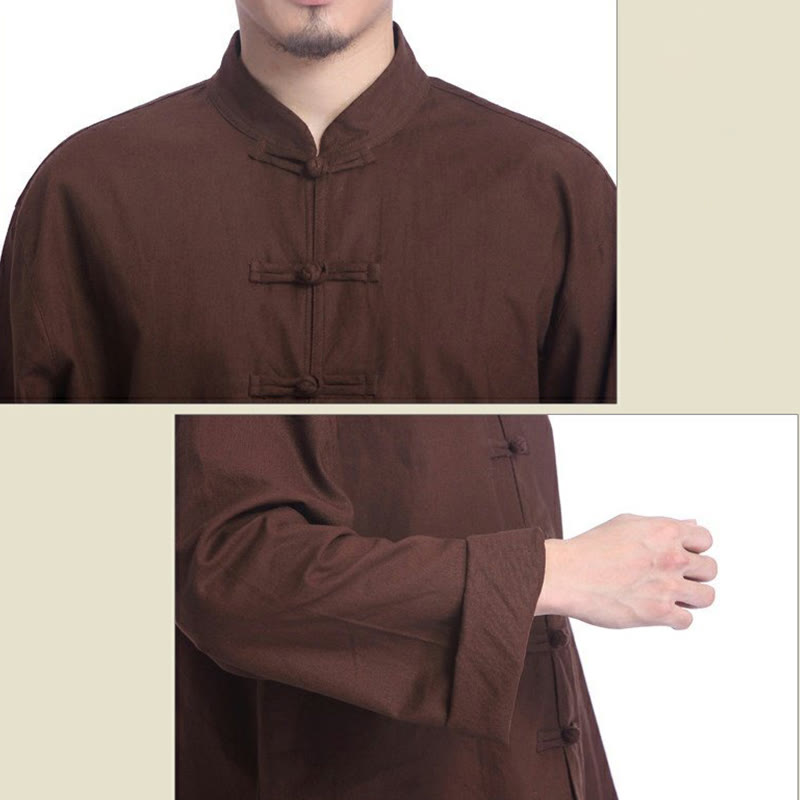 Ensemble pour homme en coton et lin avec boutons en forme de grenouille chinoise et Buddha Stones, méditation, prière, pratique spirituelle zen, yoga - image 18