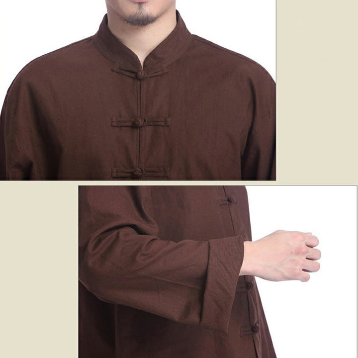 Ensemble pour homme en coton et lin avec boutons en forme de grenouille chinoise et Buddha Stones, méditation, prière, pratique spirituelle zen, yoga - image 18