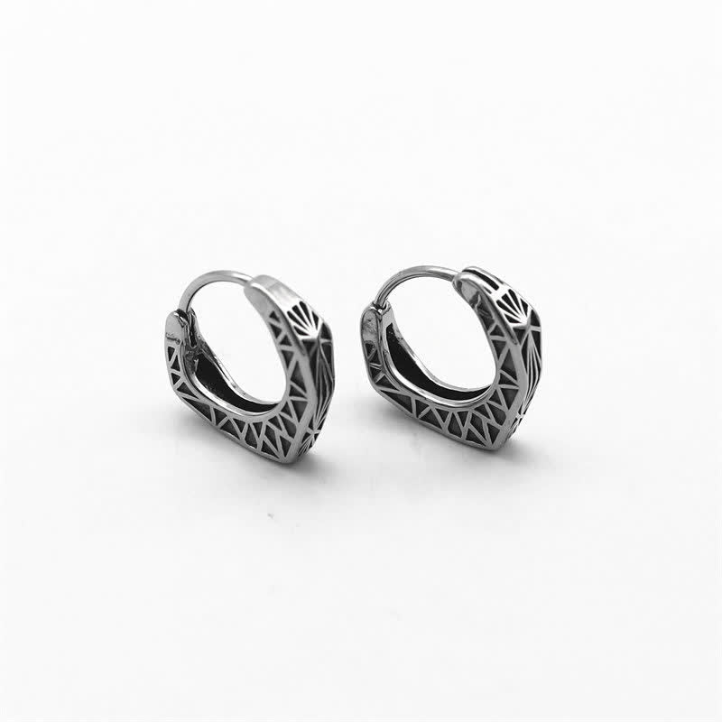 Boucles d'oreilles créoles Viking en acier titane - image 7