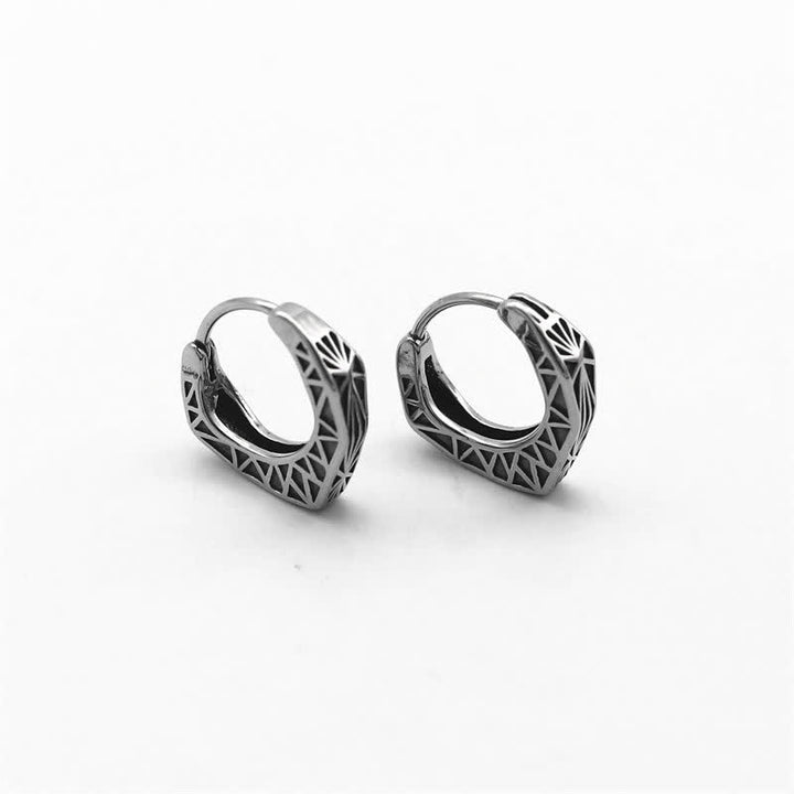 Boucles d'oreilles créoles Viking en acier titane - image 7