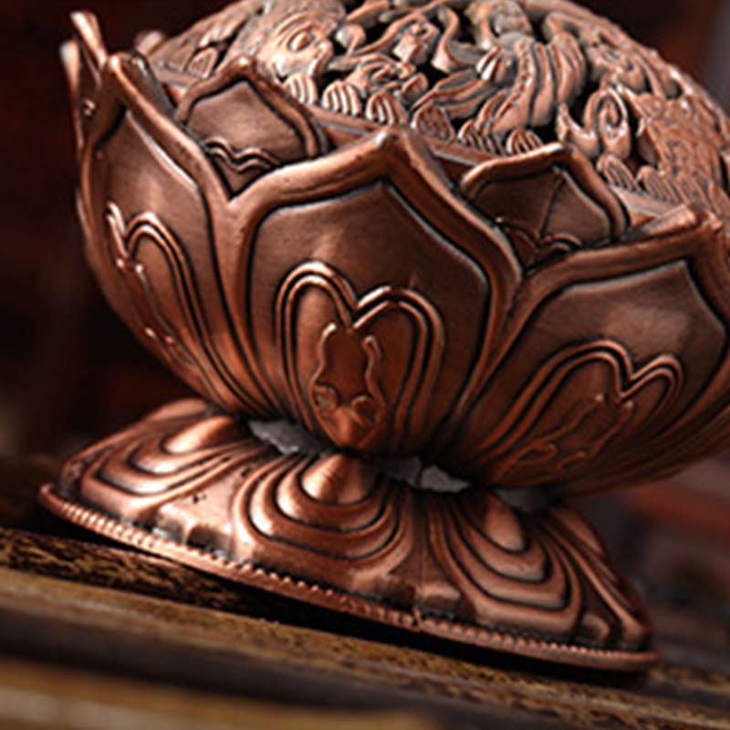 Brûleur d'encens purificateur en forme de lotus tibétain en Buddha Stones