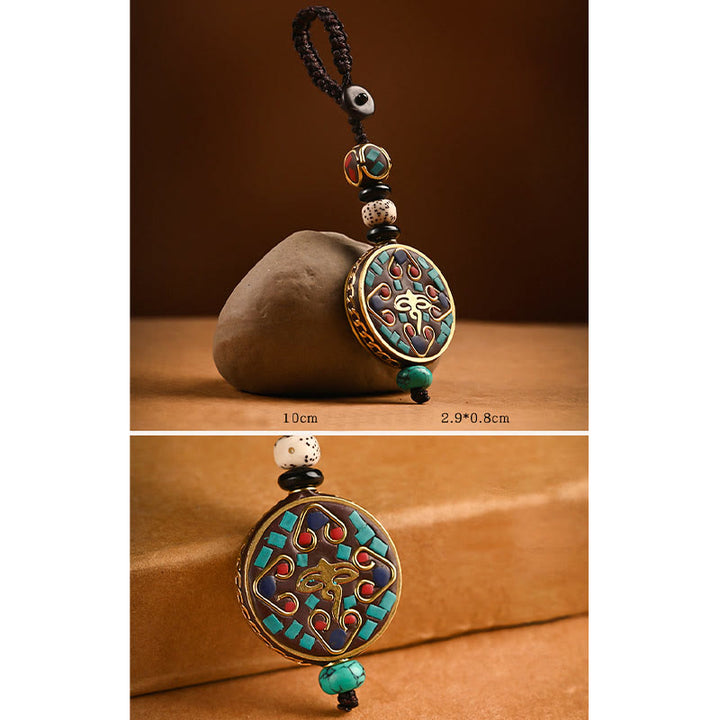 Buddha Stones tibétain Om Mani Padme Hum Bodhi graine paix porte-clés
