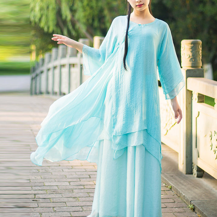 Ensemble de 3 pièces de yoga en mousseline de soie avec Buddha Stones pour femme - image 19