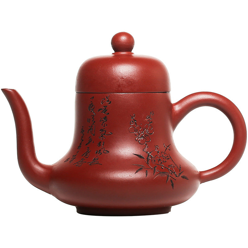 Théière Kung Fu en argile violette et bambou vintage Buddha Stones