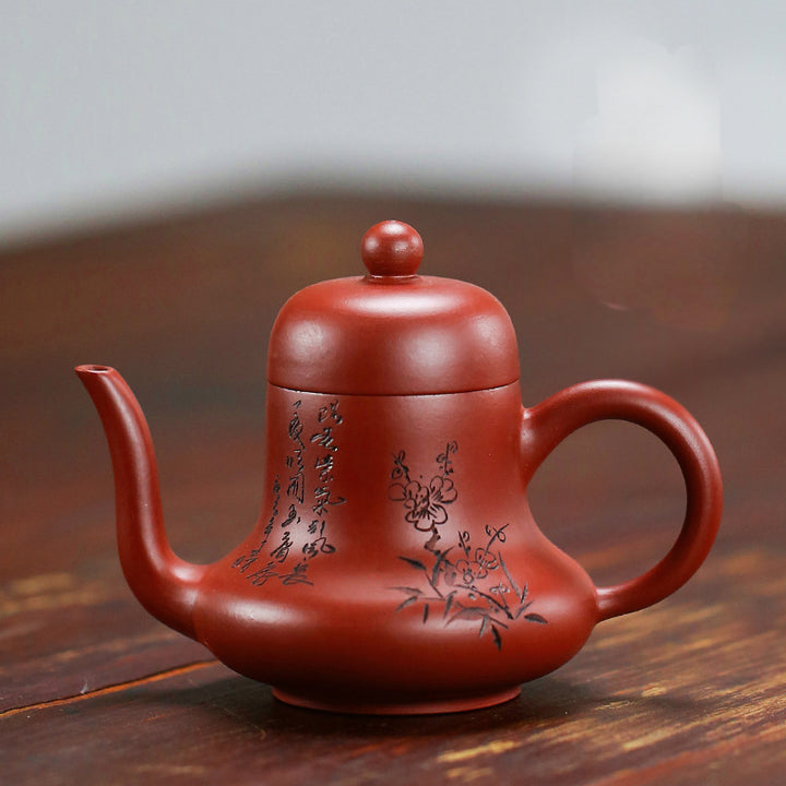Théière Kung Fu en argile violette et bambou vintage Buddha Stones