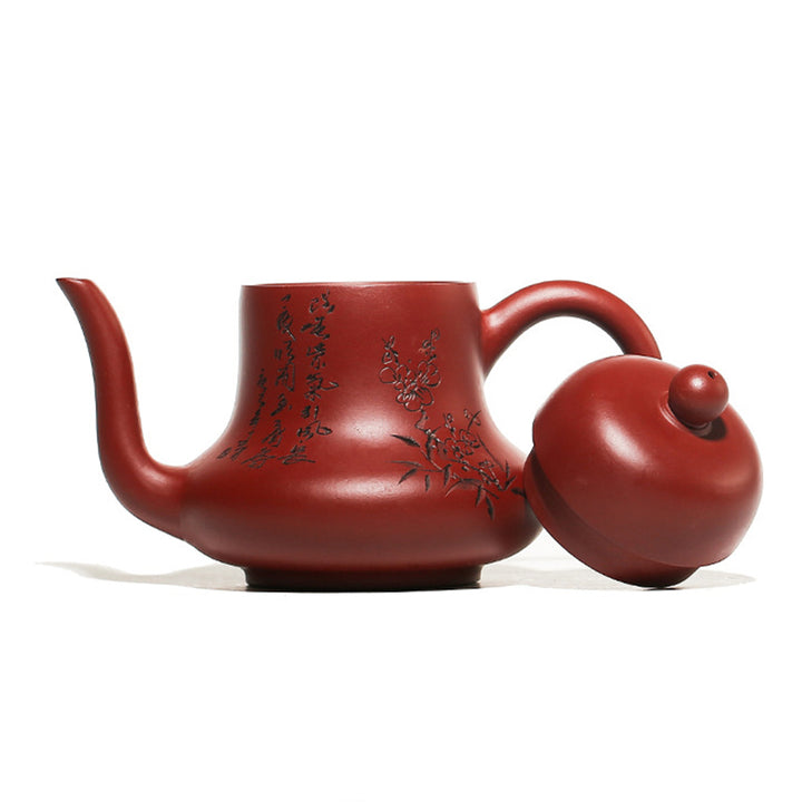 Théière Kung Fu en argile violette et bambou vintage Buddha Stones