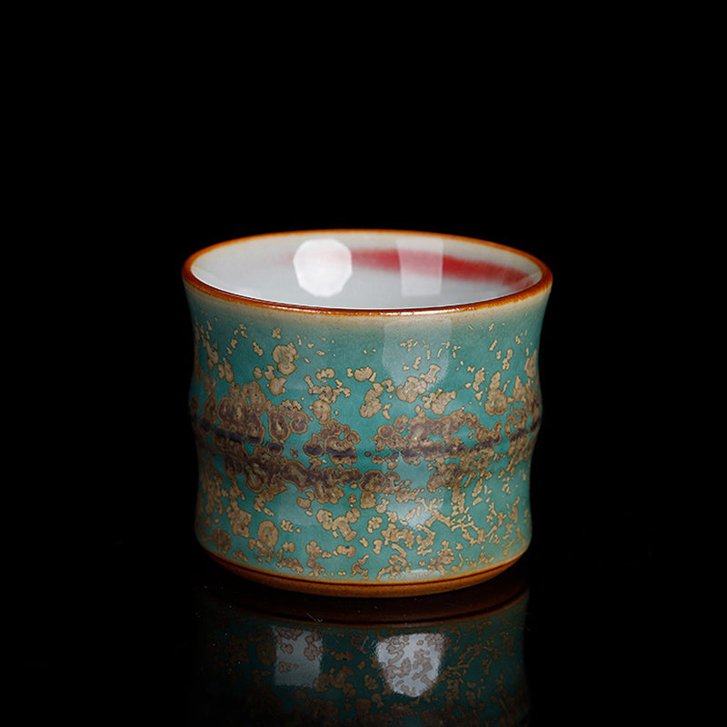 Tasse à thé en céramique avec motif de bambou et Buddha Stones