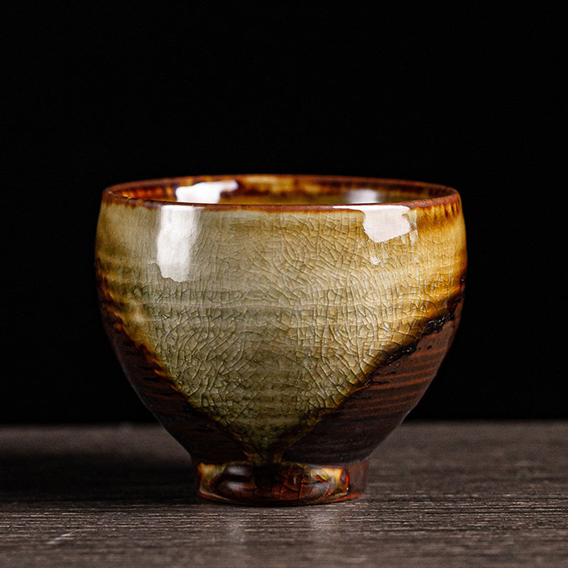 Tasse à thé en céramique rétro Buddha Stones et changement de four marron Tasse à thé Kung Fu