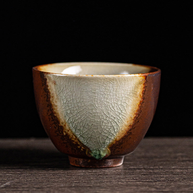 Tasse à thé en céramique rétro Buddha Stones et changement de four marron Tasse à thé Kung Fu