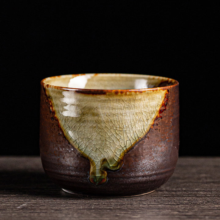 Tasse à thé en céramique rétro Buddha Stones et changement de four marron Tasse à thé Kung Fu