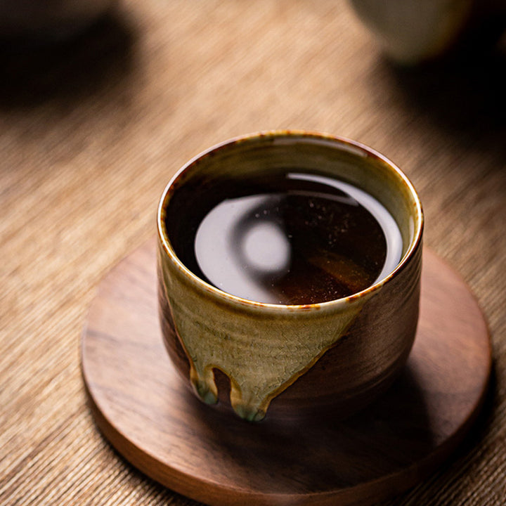 Tasse à thé en céramique rétro Buddha Stones et changement de four marron Tasse à thé Kung Fu