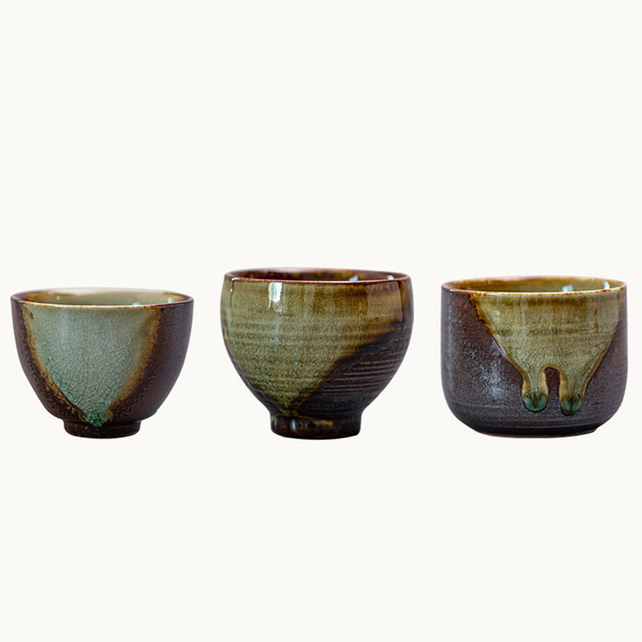 Tasse à thé en céramique rétro Buddha Stones et changement de four marron Tasse à thé Kung Fu
