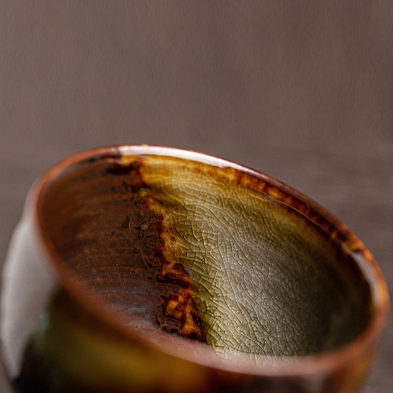 Tasse à thé en céramique rétro Buddha Stones et changement de four marron Tasse à thé Kung Fu