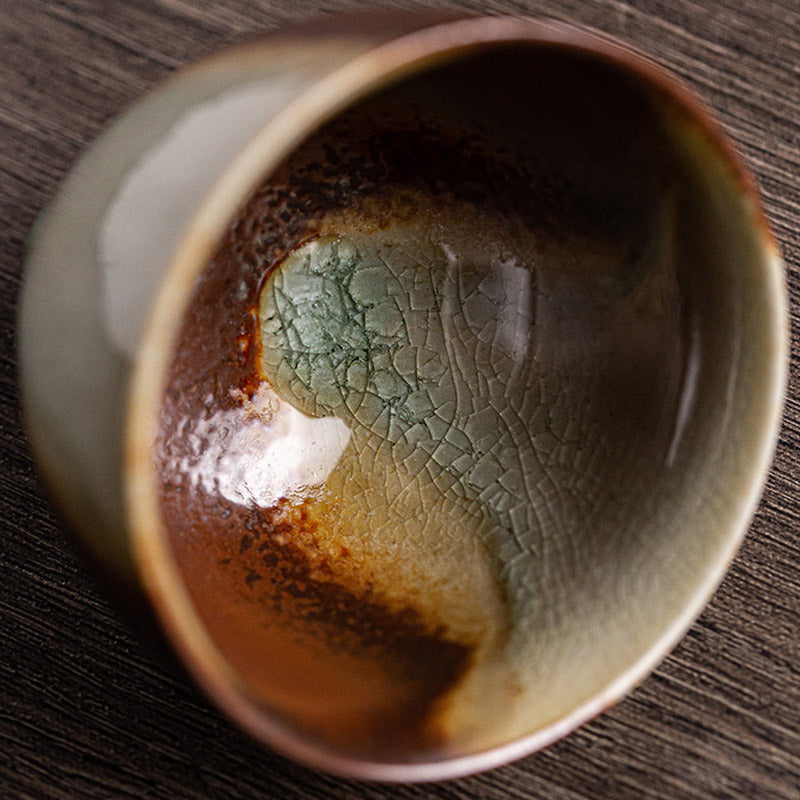Tasse à thé en céramique rétro Buddha Stones et changement de four marron Tasse à thé Kung Fu