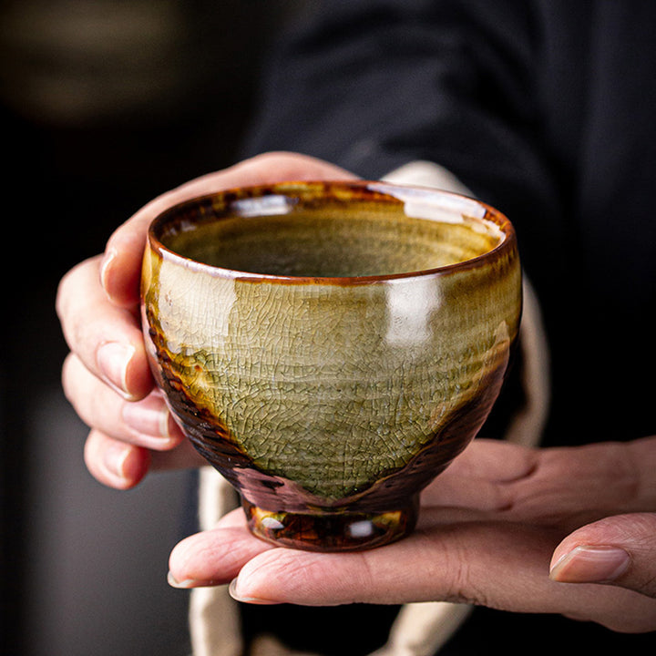 Tasse à thé en céramique rétro Buddha Stones et changement de four marron Tasse à thé Kung Fu