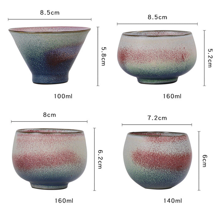 Tasse à thé en céramique à changement de four dégradé rouge rétro Buddha Stones Kung Fu