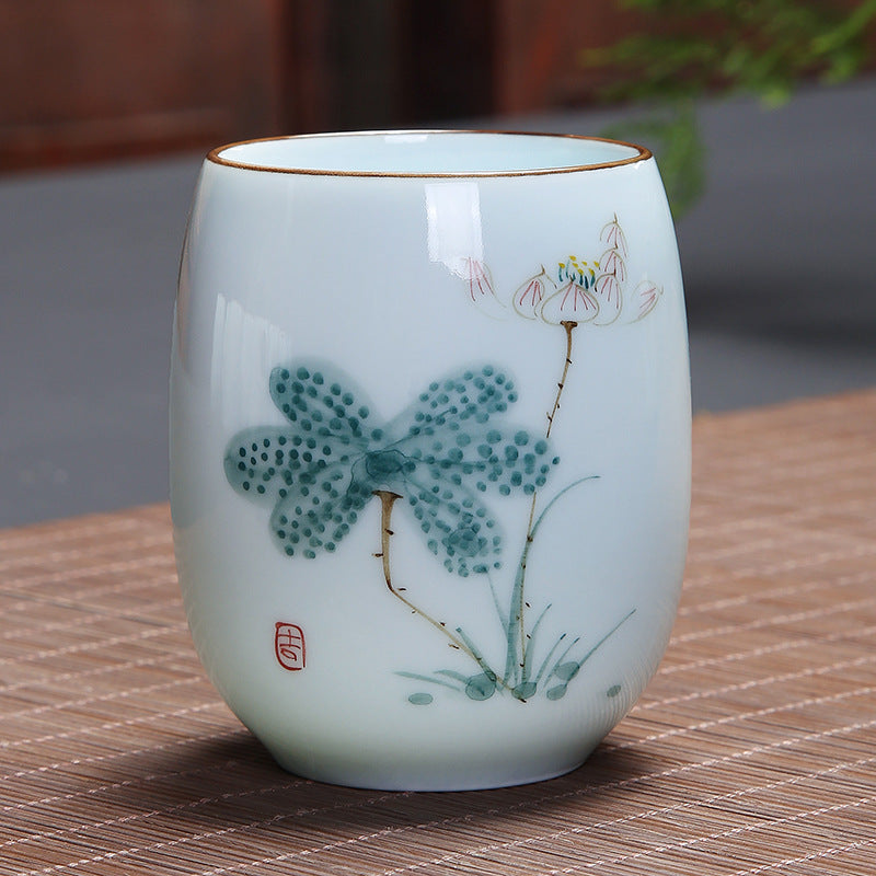Buddha Stones Koi Poisson Lotus Paysage Pissenlit Pivoine Fleur Tasse à Thé en Céramique Tasse à Thé Kung Fu