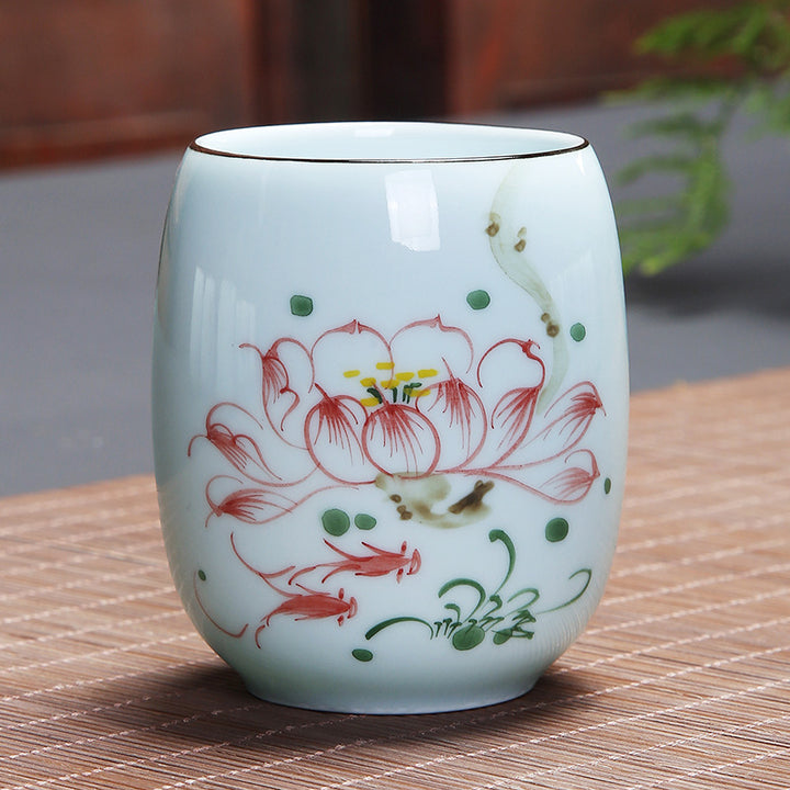 Buddha Stones Koi Poisson Lotus Paysage Pissenlit Pivoine Fleur Tasse à Thé en Céramique Tasse à Thé Kung Fu