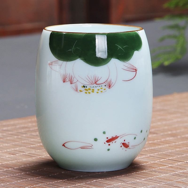 Buddha Stones Koi Poisson Lotus Paysage Pissenlit Pivoine Fleur Tasse à Thé en Céramique Tasse à Thé Kung Fu