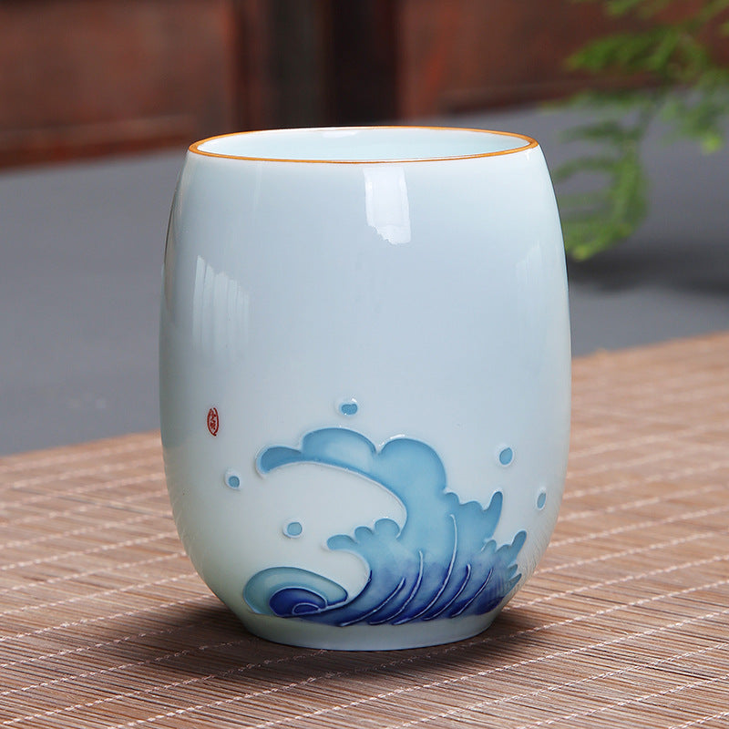 Buddha Stones Koi Poisson Lotus Paysage Pissenlit Pivoine Fleur Tasse à Thé en Céramique Tasse à Thé Kung Fu
