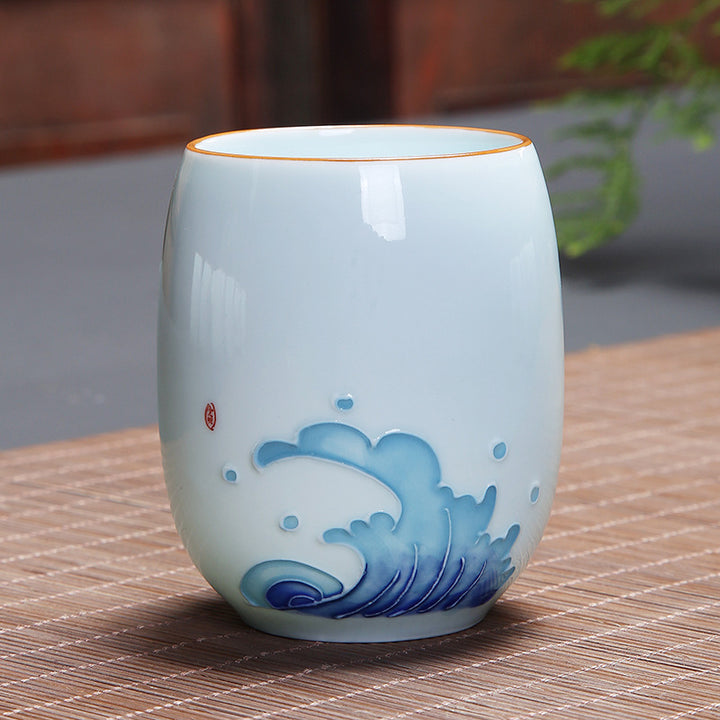 Buddha Stones Koi Poisson Lotus Paysage Pissenlit Pivoine Fleur Tasse à Thé en Céramique Tasse à Thé Kung Fu
