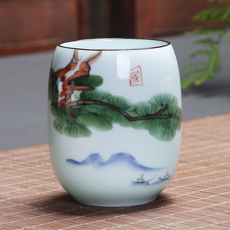 Buddha Stones Koi Poisson Lotus Paysage Pissenlit Pivoine Fleur Tasse à Thé en Céramique Tasse à Thé Kung Fu