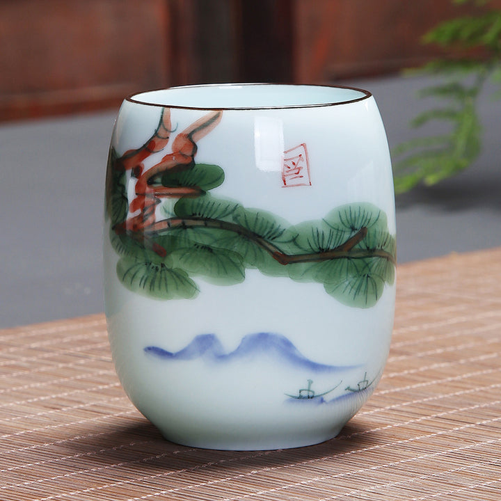 Buddha Stones Koi Poisson Lotus Paysage Pissenlit Pivoine Fleur Tasse à Thé en Céramique Tasse à Thé Kung Fu