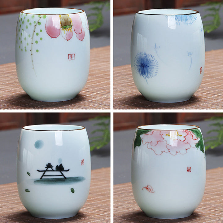 Buddha Stones Koi Poisson Lotus Paysage Pissenlit Pivoine Fleur Tasse à Thé en Céramique Tasse à Thé Kung Fu