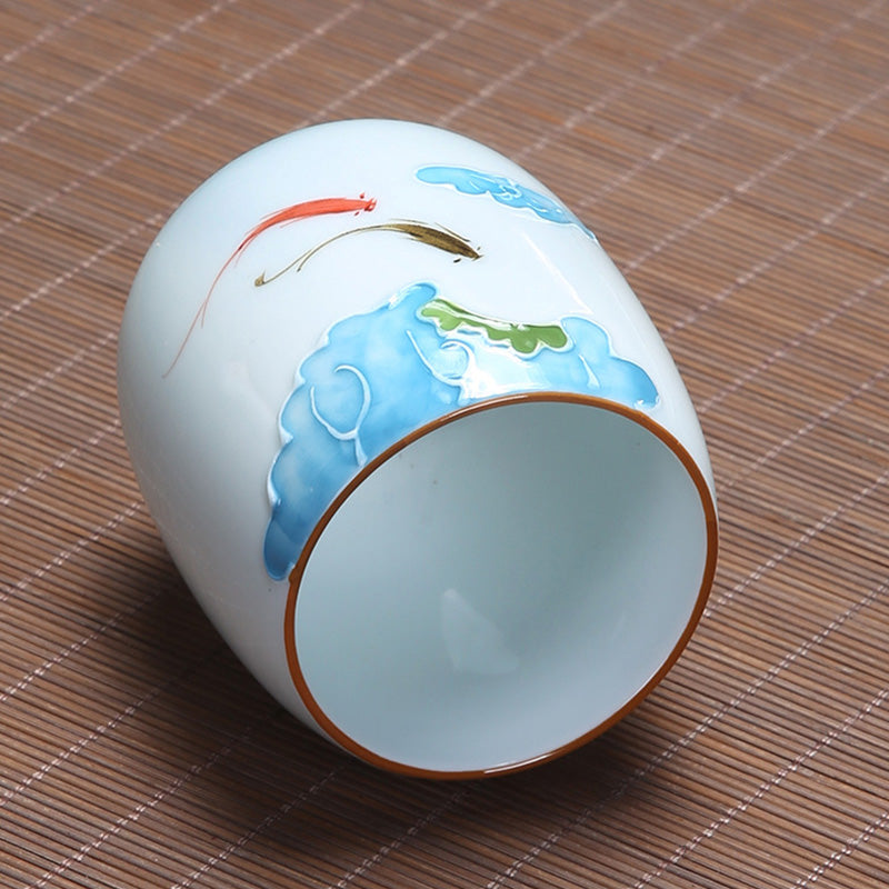 Buddha Stones Koi Poisson Lotus Paysage Pissenlit Pivoine Fleur Tasse à Thé en Céramique Tasse à Thé Kung Fu