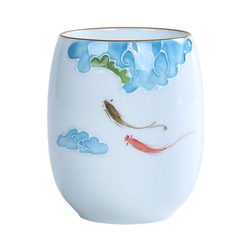 Buddha Stones Koi Poisson Lotus Paysage Pissenlit Pivoine Fleur Tasse à Thé en Céramique Tasse à Thé Kung Fu