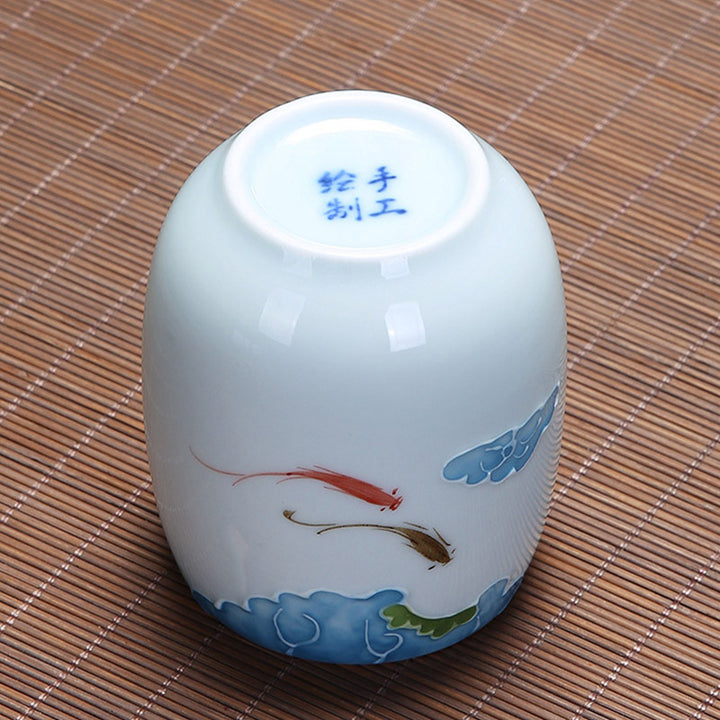 Buddha Stones Koi Poisson Lotus Paysage Pissenlit Pivoine Fleur Tasse à Thé en Céramique Tasse à Thé Kung Fu