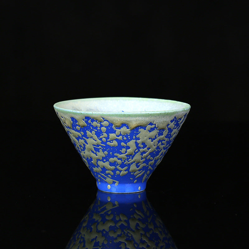 Buddha Stones Rétro Bleu Rouge Dégradé Motif Lotus Changement De Four Tasse À Thé En Céramique Kung Fu Tasse À Thé Bol