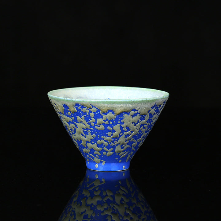 Buddha Stones Rétro Bleu Rouge Dégradé Motif Lotus Changement De Four Tasse À Thé En Céramique Kung Fu Tasse À Thé Bol