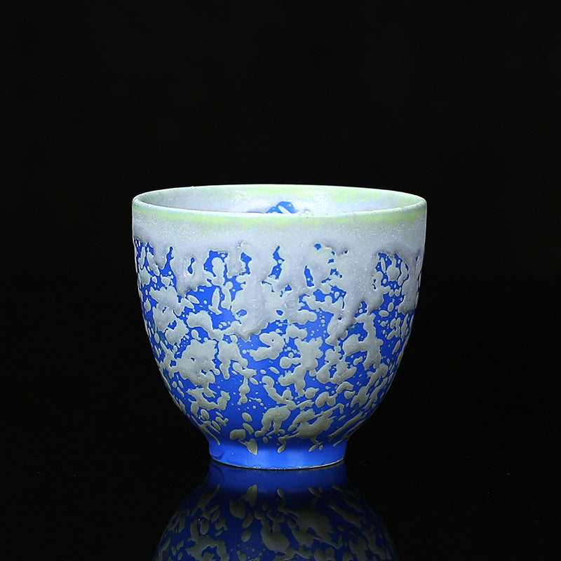 Buddha Stones Rétro Bleu Rouge Dégradé Motif Lotus Changement De Four Tasse À Thé En Céramique Kung Fu Tasse À Thé Bol
