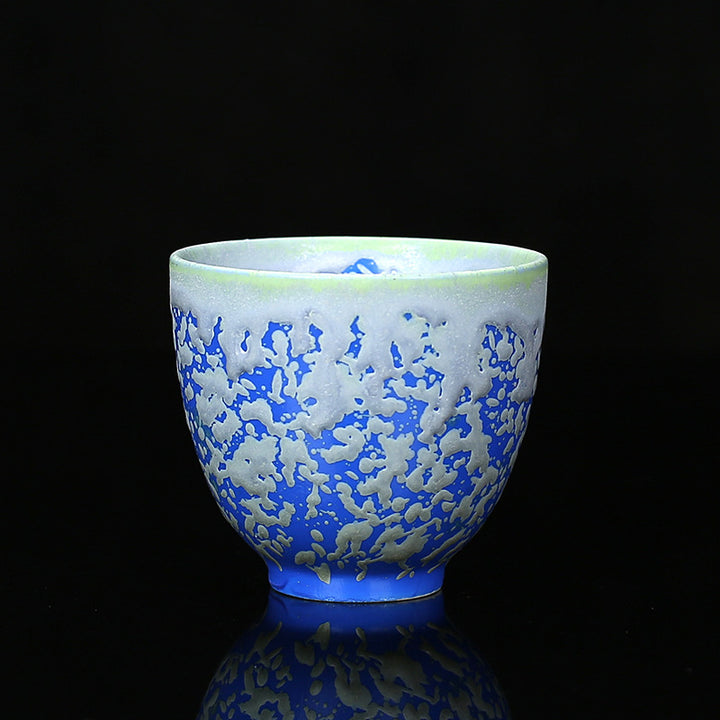 Buddha Stones Rétro Bleu Rouge Dégradé Motif Lotus Changement De Four Tasse À Thé En Céramique Kung Fu Tasse À Thé Bol