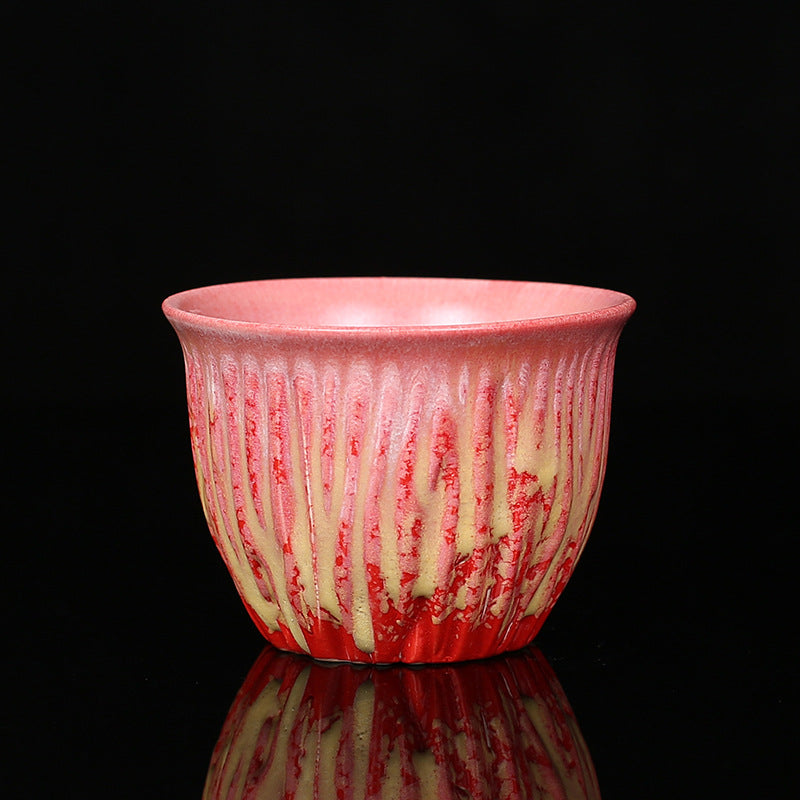 Buddha Stones Rétro Bleu Rouge Dégradé Motif Lotus Changement De Four Tasse À Thé En Céramique Kung Fu Tasse À Thé Bol