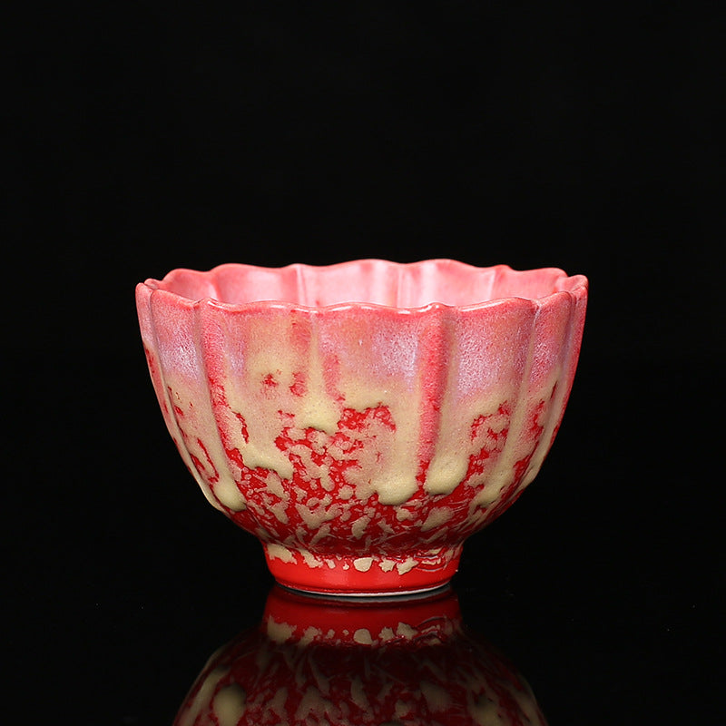 Buddha Stones Rétro Bleu Rouge Dégradé Motif Lotus Changement De Four Tasse À Thé En Céramique Kung Fu Tasse À Thé Bol