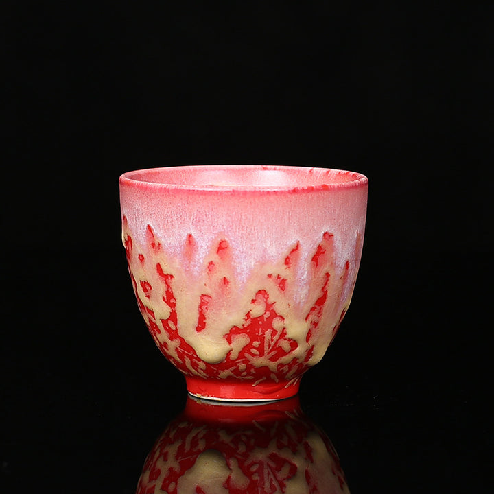 Buddha Stones Rétro Bleu Rouge Dégradé Motif Lotus Changement De Four Tasse À Thé En Céramique Kung Fu Tasse À Thé Bol