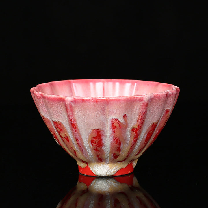 Buddha Stones Rétro Bleu Rouge Dégradé Motif Lotus Changement De Four Tasse À Thé En Céramique Kung Fu Tasse À Thé Bol