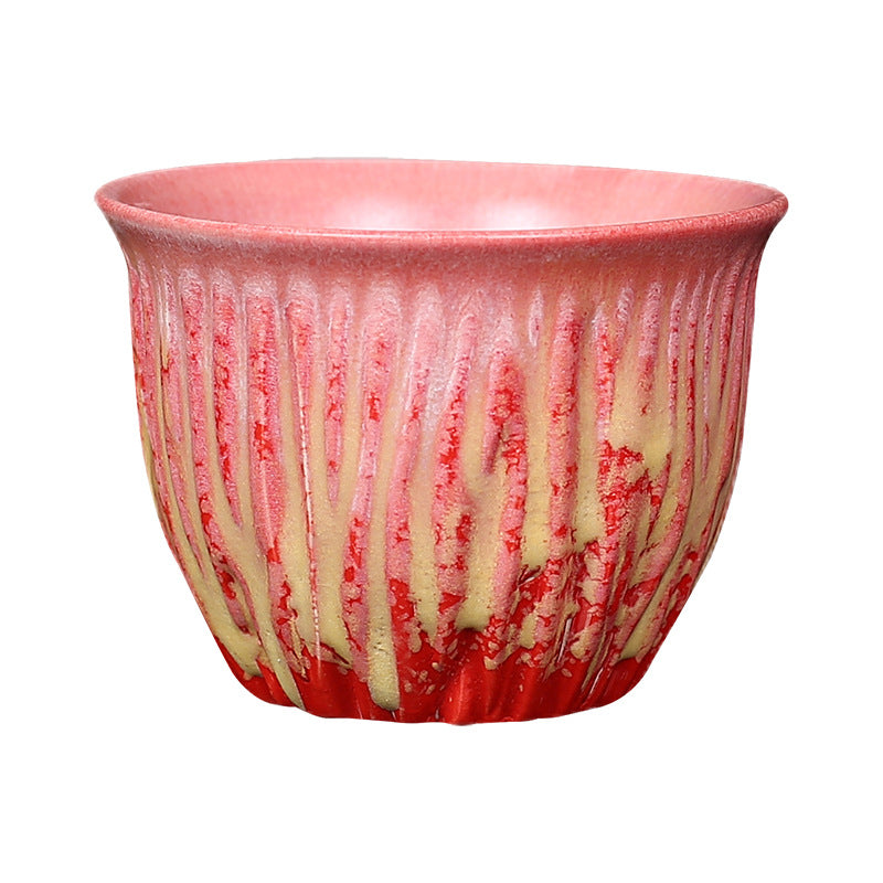 Buddha Stones Rétro Bleu Rouge Dégradé Motif Lotus Changement De Four Tasse À Thé En Céramique Kung Fu Tasse À Thé Bol