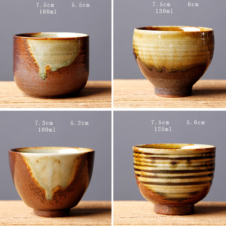 Buddha Stones Vintage Brown Beige Kiln Change Ceramic Tea Cup Kung Fu Tea Cup Bowl