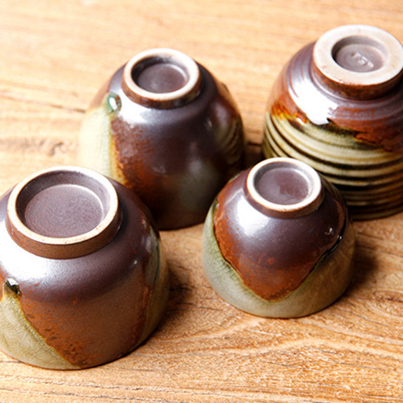 Buddha Stones Vintage Brown Beige Kiln Change Ceramic Tea Cup Kung Fu Tea Cup Bowl