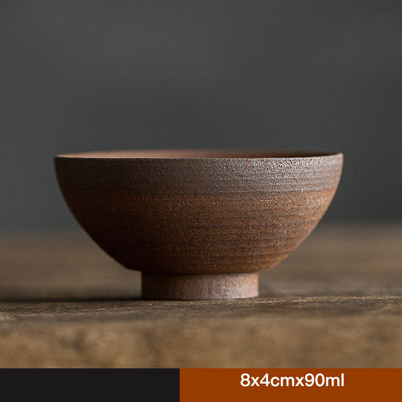 Tasse à thé Kung Fu en céramique marron rétro faite à la main avec Buddha Stones