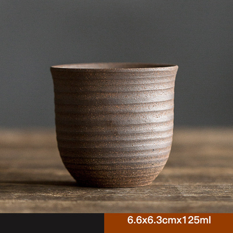 Tasse à thé Kung Fu en céramique marron rétro faite à la main avec Buddha Stones