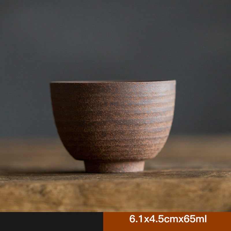 Tasse à thé Kung Fu en céramique marron rétro faite à la main avec Buddha Stones