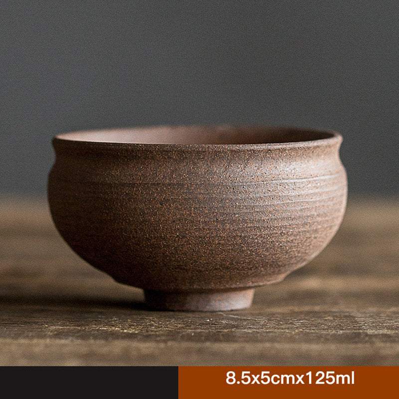 Tasse à thé Kung Fu en céramique marron rétro faite à la main avec Buddha Stones