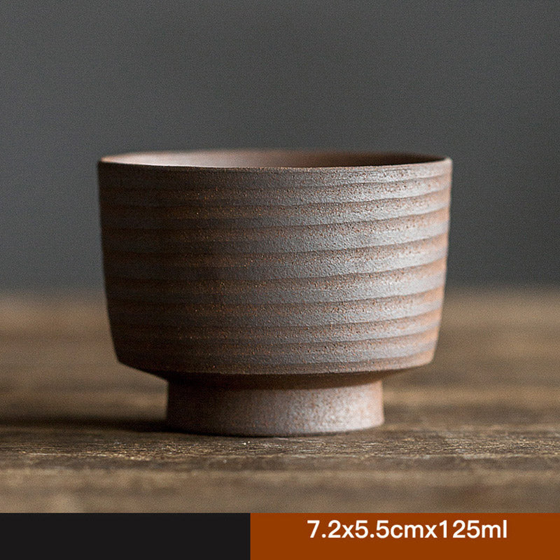 Tasse à thé Kung Fu en céramique marron rétro faite à la main avec Buddha Stones