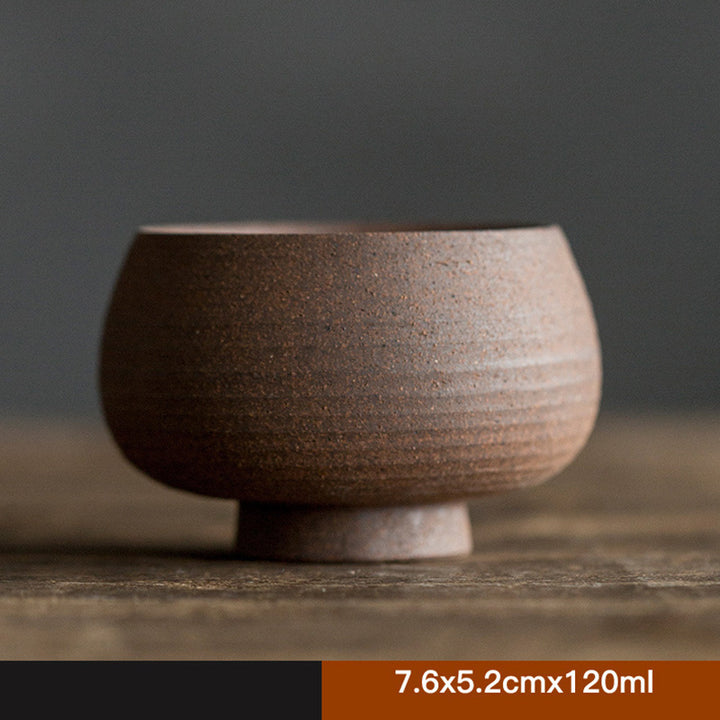 Tasse à thé Kung Fu en céramique marron rétro faite à la main avec Buddha Stones